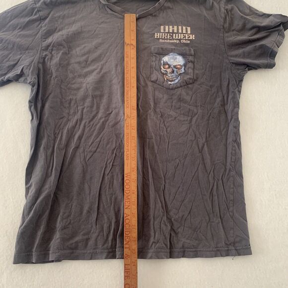 Ohio Bike Week Skull Print Y2K Grunge T Shirt Men Size M Color Black With Flaws‎ - Picture 4 of 16